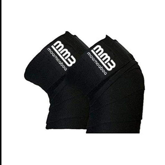 Knee Wraps (Pair) With Strap for Squats, Weightlifting, Powerlifting, Leg Press, and Cross Training - Flexible 180cm Knee Wraps for Squatting - For Men & Women
