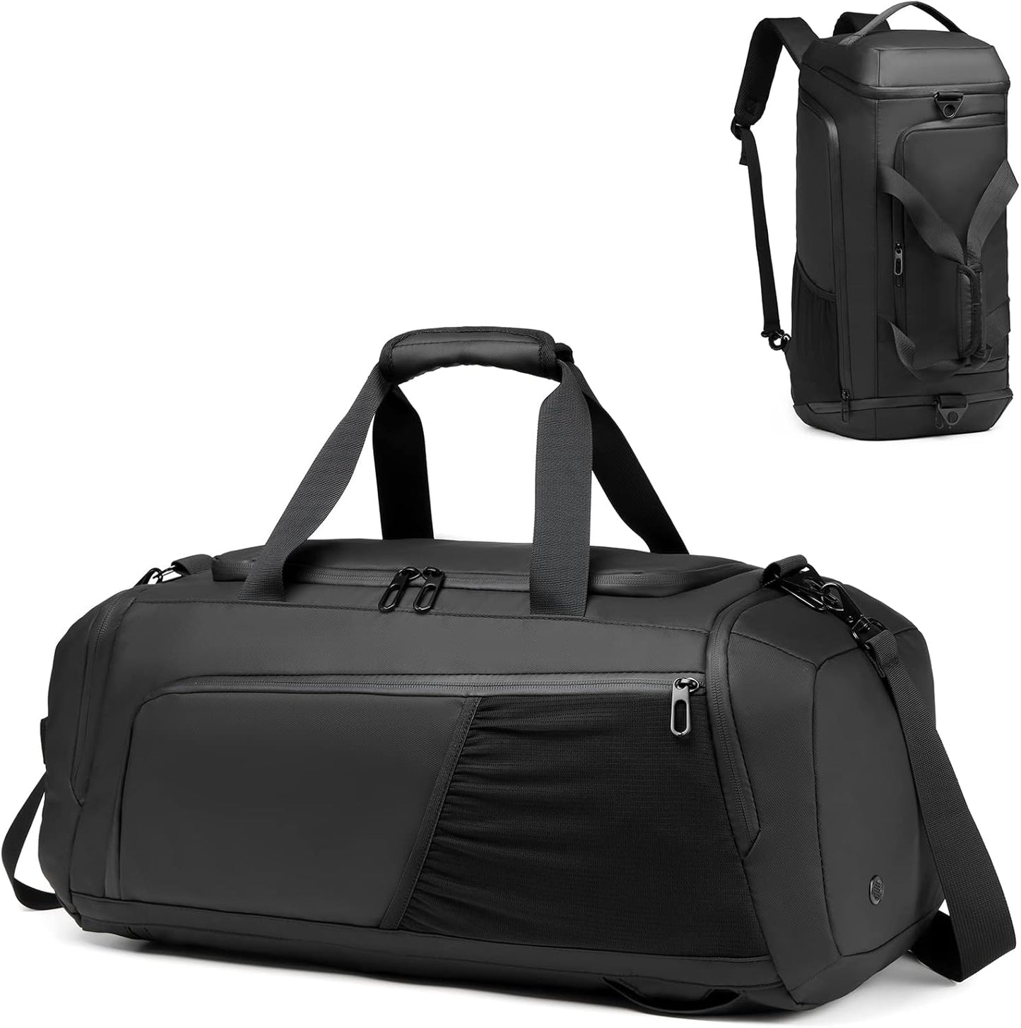 Gym bag for Men with Shoes Compartment - 40L Duffle Bag for Travel with Wet Pocket,3 in 1 Waterproof Sports Bags and Gym Backpack with Water Bottle Holder, Black, Fashion business weekender Overnight