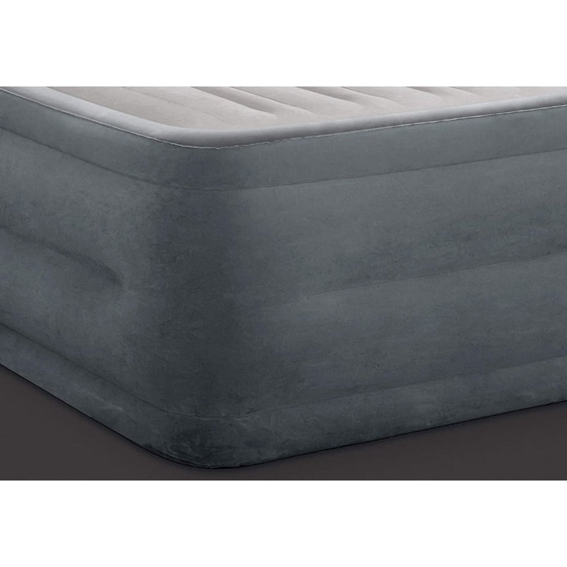 Intex Comfort Plush Mid Rise Dura-Beam Airbed with Internal Electric Pump, Bed Height 13", Queen, 67770, Gray, Queen (600 lbs)