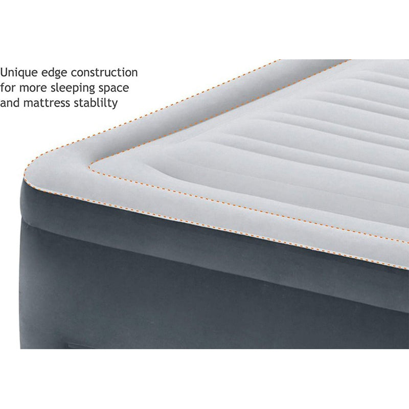 Intex Comfort Plush Mid Rise Dura-Beam Airbed with Internal Electric Pump, Bed Height 13", Queen, 67770, Gray, Queen (600 lbs)