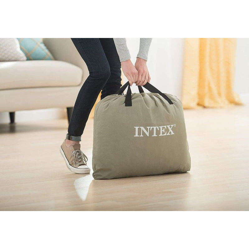 Intex Comfort Plush Mid Rise Dura-Beam Airbed with Internal Electric Pump, Bed Height 13", Queen, 67770, Gray, Queen (600 lbs)