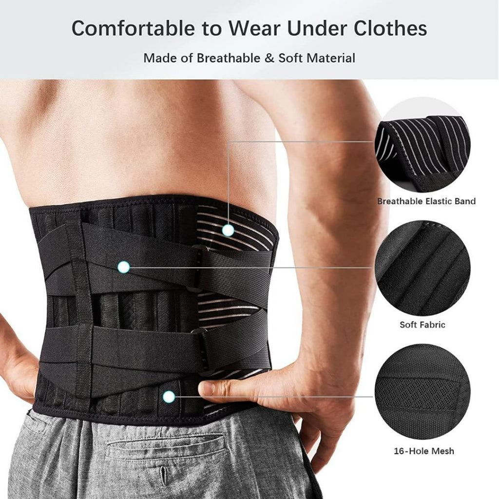 Back Braces for Lower Back Pain Relief with 6 Stays, Breathable Back Support Belt for Men/Women for work