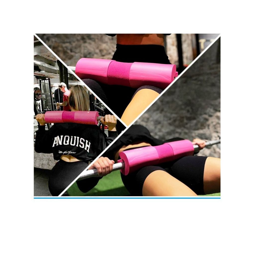 Barbell Pad Pink Barbell Cushion Sponge Free Metal Straps And Carry Bag