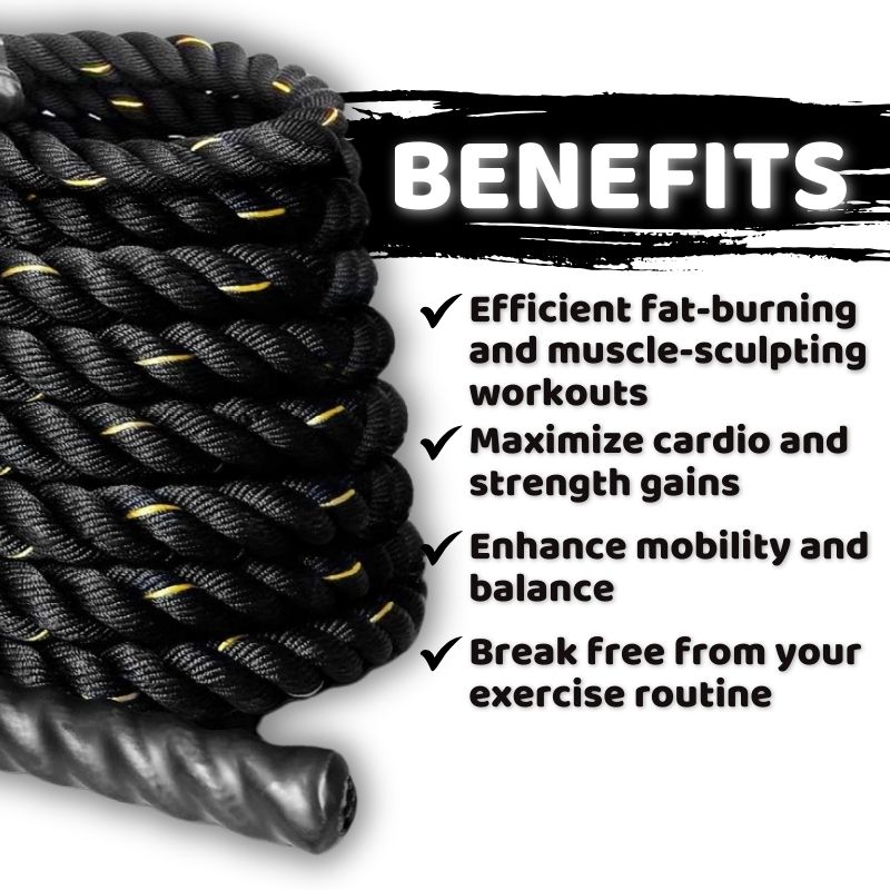 Battle Rope for Strength Training Cross Fit Exercises Workout Anchor Strap Bolt (Length 9m to 15m) (Weight 7.5KG to 24.6KG)