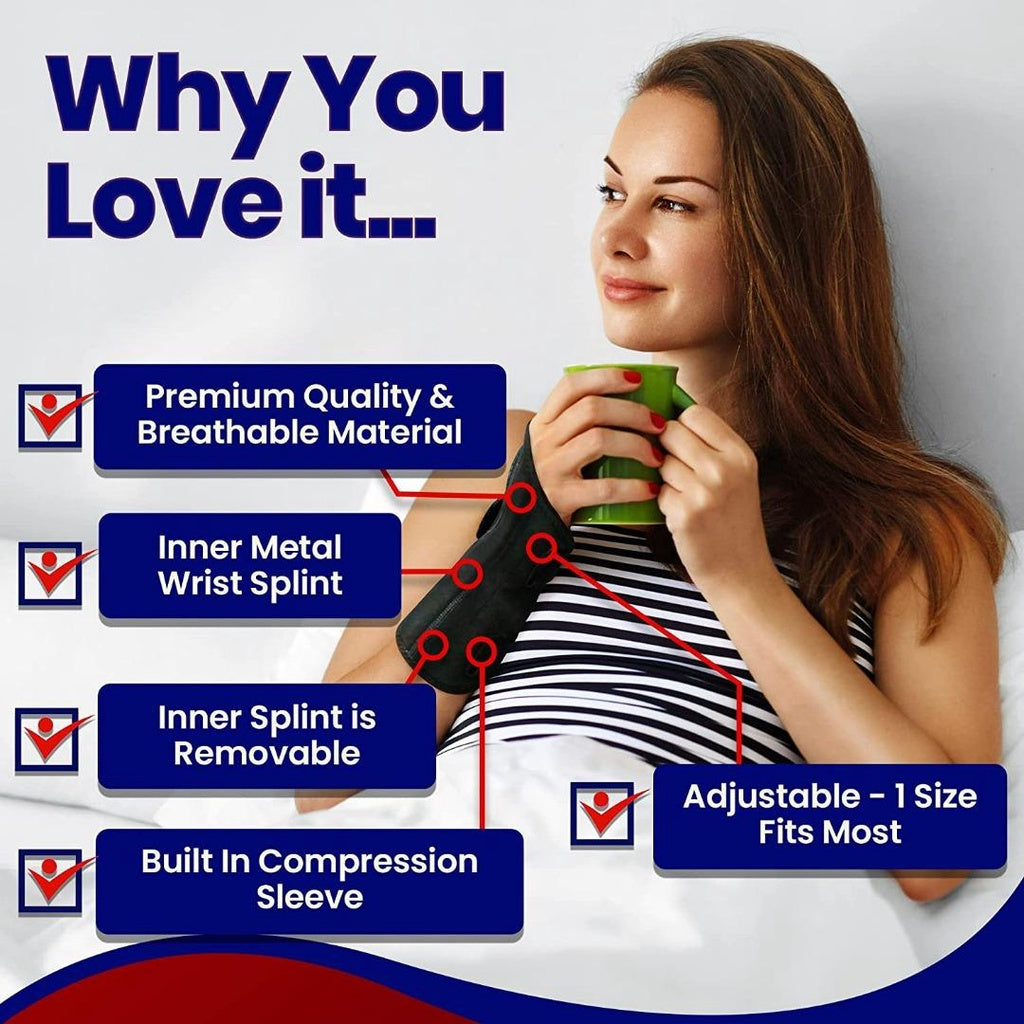 Carpal Tunnel Wrist Brace Night Support - Wrist Splint Arm Stabilizer Hand Brace for Carpal Tunnel Syndrome Pain Relief