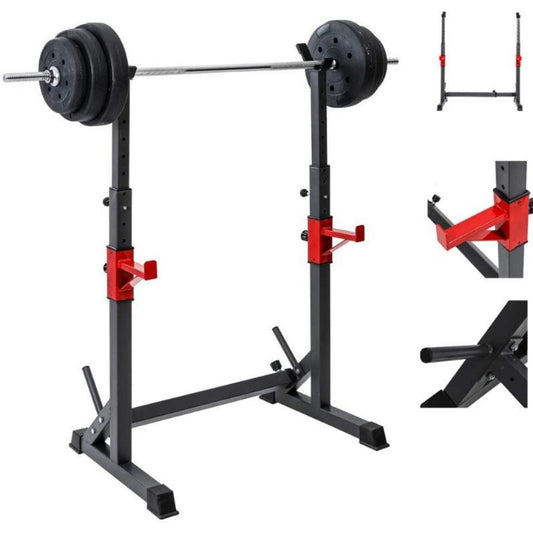 Home Squat Stand Power Rack, Telescopic Adjustable Width Barbell Rack Weightlifting Rack, Multi Function Indoor Strength Training Equipment