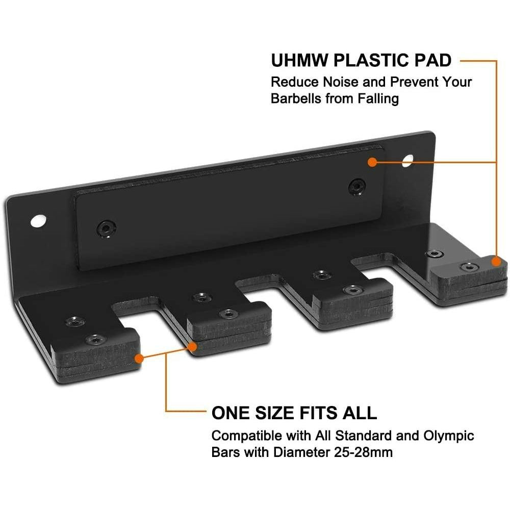 MMB Kata Vertical Olympic 3 Barbell Holder - 3 Bars Wall Mounted Barbell Storage Rack (Black)
