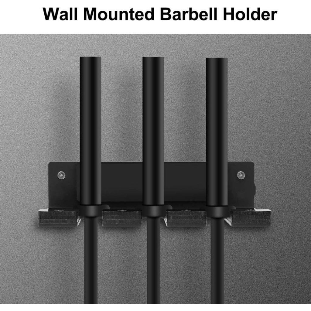 MMB Kata Vertical Olympic 3 Barbell Holder - 3 Bars Wall Mounted Barbell Storage Rack (Black)