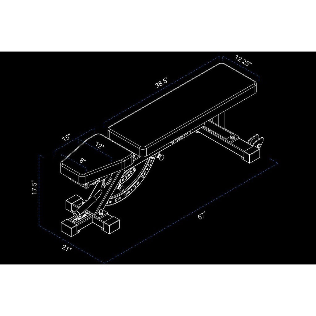 MMB 2500 Zero Gap Adjustable Bench Heel Hook Incline True Decline Flat
