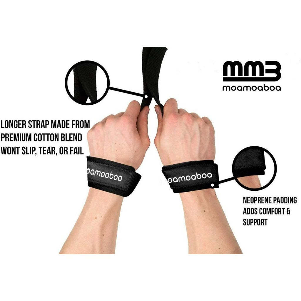 MMB Louka Lifting Wrist Straps - Enhanced Support for Weightlifting, Bodybuilding, Powerlifting, Strength Training, and Deadlifts - Premium Padded Neoprene with 18-inch Cotton Straps