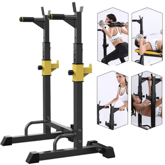 Adjustable Heavy Duty Squat Rack Stand Power Weight Bench Support, Multifunction Sturdy Durable