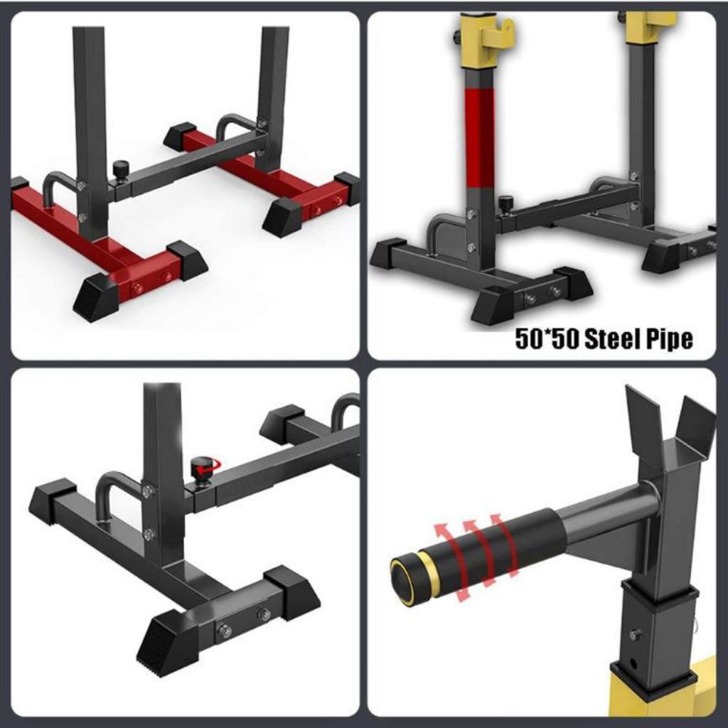 Adjustable Heavy Duty Squat Rack Stand Power Weight Bench Support, Multifunction Sturdy Durable