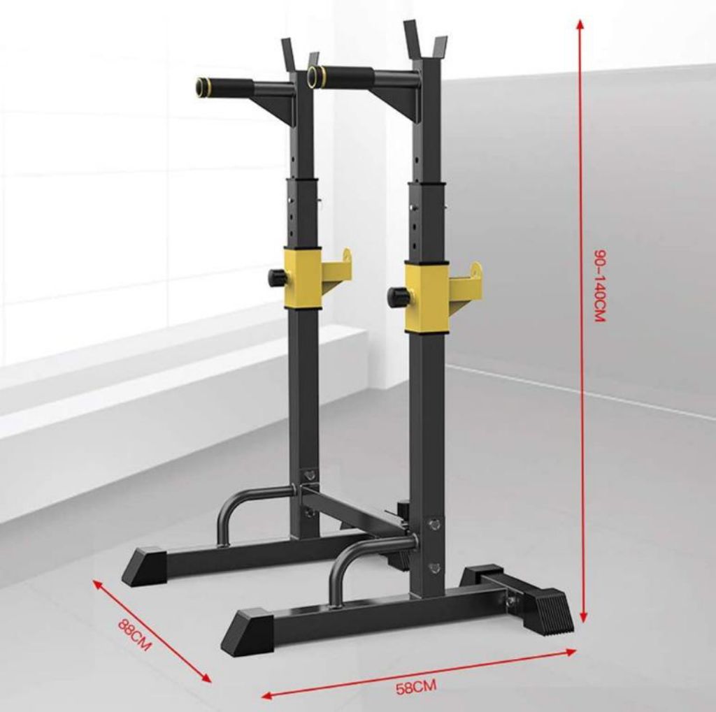 Adjustable Heavy Duty Squat Rack Stand Power Weight Bench Support, Multifunction Sturdy Durable