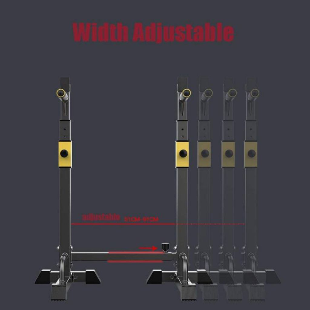 Adjustable Heavy Duty Squat Rack Stand Power Weight Bench Support, Multifunction Sturdy Durable