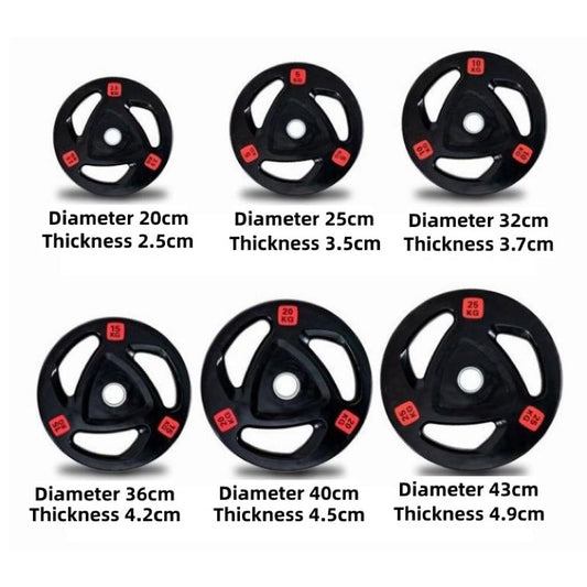 Rubber Coated Olympic Weight Plates Tri Holes Weight