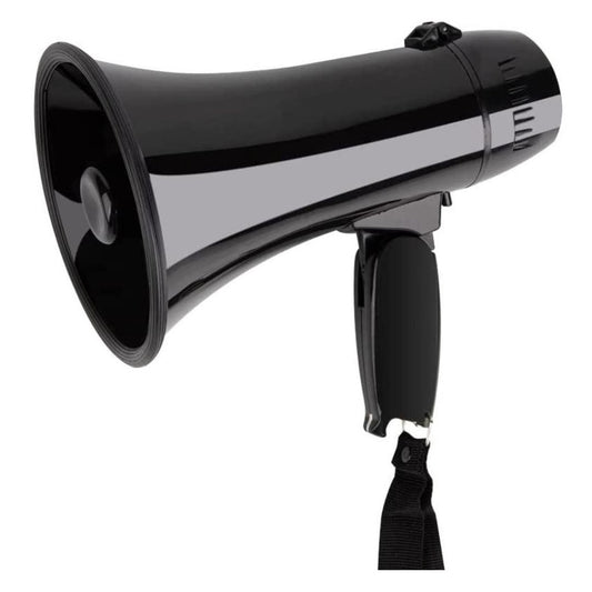 Portable Megaphone Bullhorn 20 Watt Power Megaphone Speaker Voice and Siren/Alarm Modes with Volume Control and Strap (Black) Loudspeaker