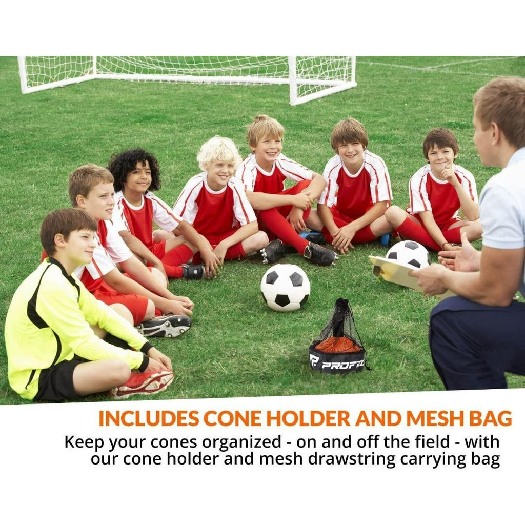 Pro Disc Cones (Set of 50) - Agility Soccer Cones with Carry Bag and Holder for Sports Training, Football, Basketball, Coaching, Practice Equipment, Kids