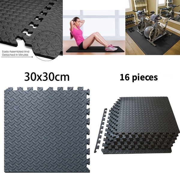 Puzzle Exercise Workout Mat, EVA Foam Interlocking Tiles, 10mm 30cmx30cm thickness for Gym, MMA, Home, W