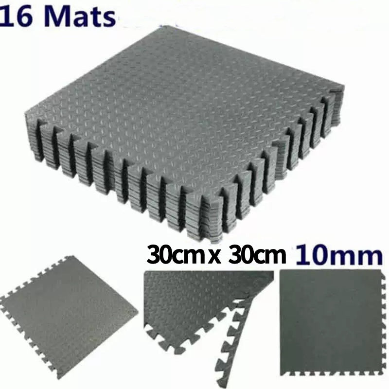 Puzzle Exercise Workout Mat, EVA Foam Interlocking Tiles, 10mm 30cmx30cm thickness for Gym, MMA, Home, W