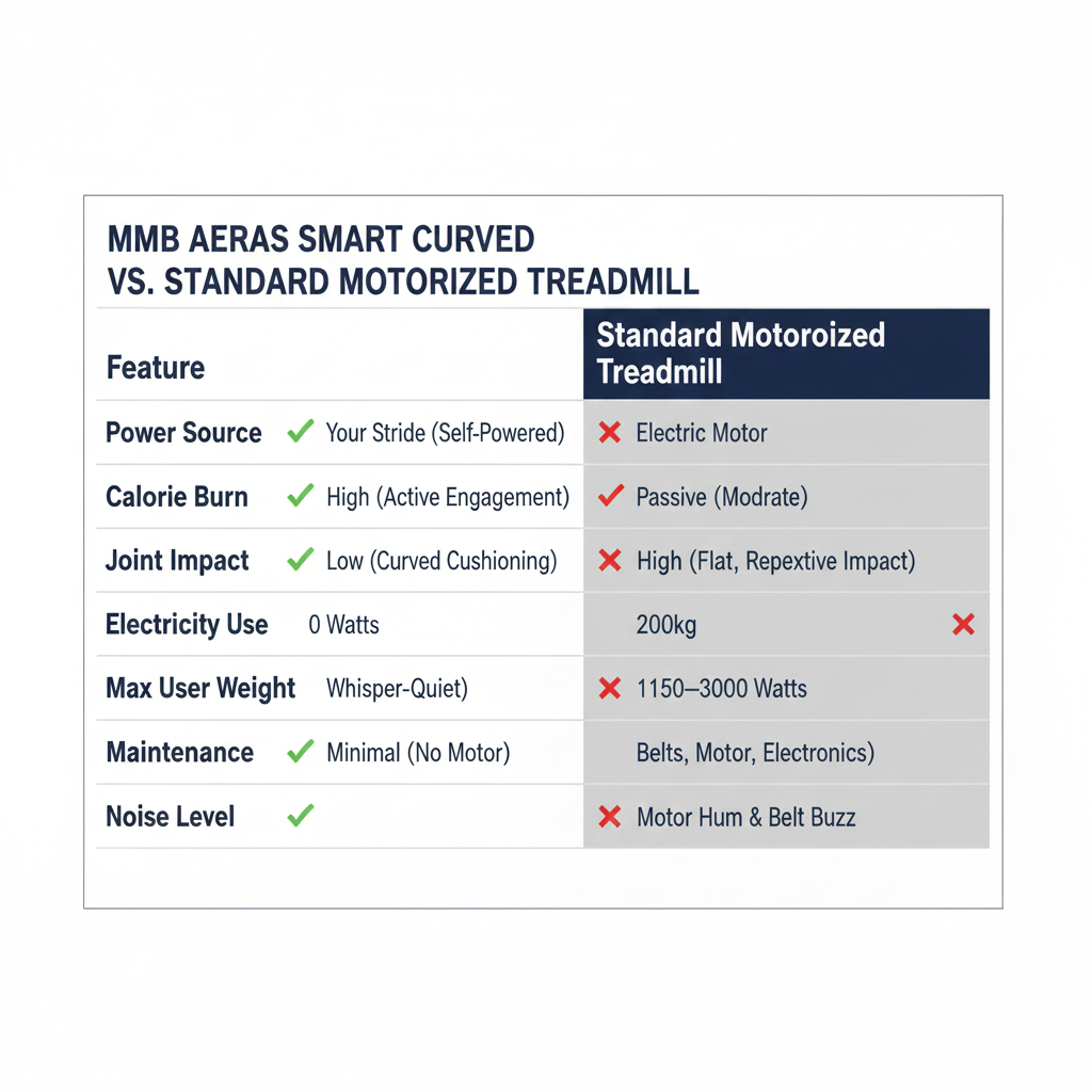MMB Aeres Professional Smart Curved Treadmill | Non-Motorized | HD Touch Screen