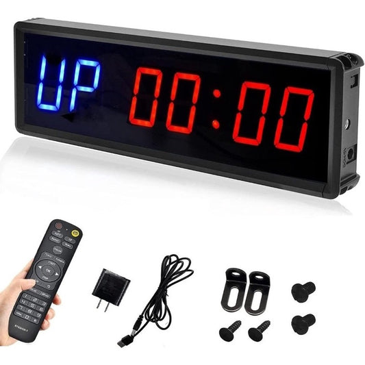 LED Interval Timer Count Down/Up Clock Stopwatch with Remote for Home Gym Fitness with Button start/stop Button