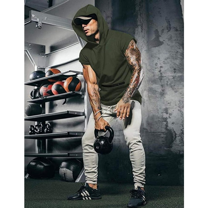 Moamoaboa Men's Gym Tank Tops Sports T Shirt Thin Fitness Muscle Vest Sleeveless Hoodies with Pockets
