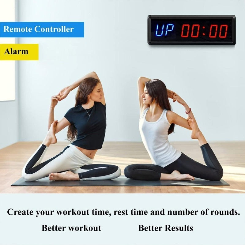 LED Interval Timer Count Down/Up Clock Stopwatch with Remote for Home Gym Fitness with Button start/stop Button
