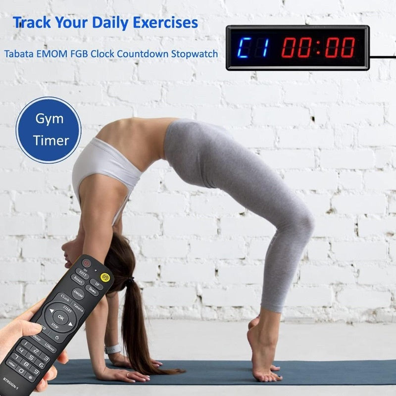 LED Interval Timer Count Down/Up Clock Stopwatch with Remote for Home Gym Fitness with Button start/stop Button