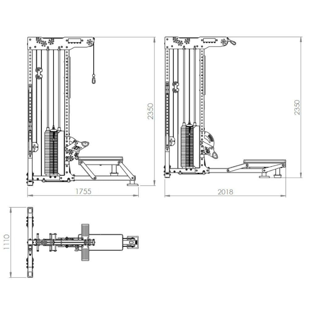 MMB Akro Dual Function Lat Pulldown/Seated Row Machine with Adjustable Cable Height - Convenient Pin Load System