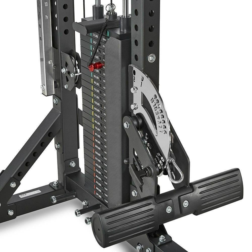 MMB Akro Dual Function Lat Pulldown/Seated Row Machine with Adjustable Cable Height - Convenient Pin Load System