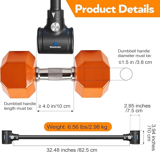Dumbbell Converter, Transform Dumbbells to Barbell Bar,Adjustable & Up to 176 lb, Anti-Slip Grip & Secure Fit, Dumbbell Barbell Converter Bar Set for Home Gym, Compatible with Most Dumbbells