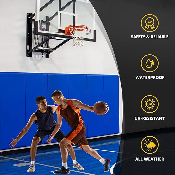 Gym Wall Pads, Protective Wall Padding for Gym, Boxing, Garage, Basement, Kids Playroom, Basketball Court Wall-Mounted Hoop, 2" Thick Wall Cushion Mat