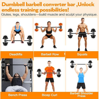 Dumbbell Converter, Transform Dumbbells to Barbell Bar,Adjustable & Up to 176 lb, Anti-Slip Grip & Secure Fit, Dumbbell Barbell Converter Bar Set for Home Gym, Compatible with Most Dumbbells