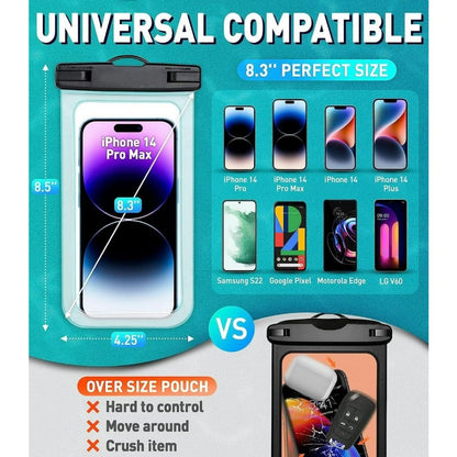 Ultimate Waterproof Phone Pouch: Beach-Ready Bag for iPhone 15 14 13 12 Pro Max (Up to 8.3"), IPX8 Rated for Kayaking and Beach Adventures