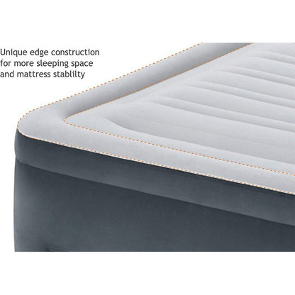 Intex Comfort Plush Mid Rise Dura-Beam Airbed with Internal Electric Pump, Bed Height 13", Queen, 67770, Gray, Queen (600 lbs)