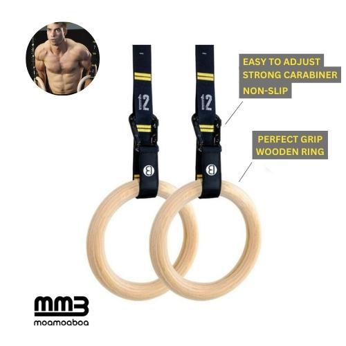 MMB Kara Quick Adjust Numbered Straps for Gymnastic Rings - Carabiner System Full Body Workout, Calisthenics, and Home Gym