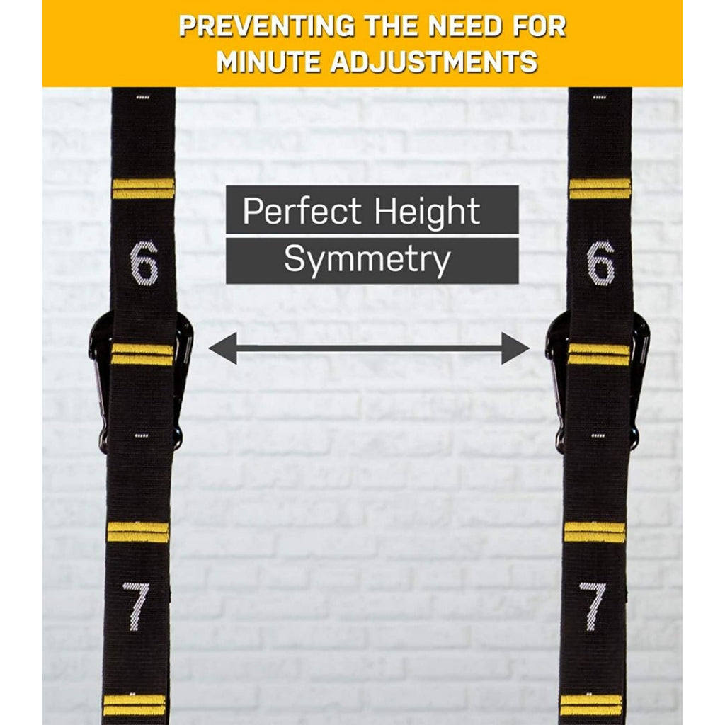 MMB Kara Quick Adjust Numbered Straps for Gymnastic Rings - Carabiner System Full Body Workout, Calisthenics, and Home Gym