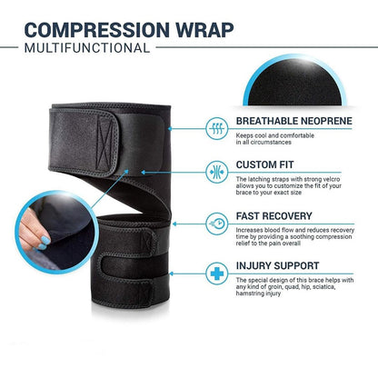 Hip Brace for Sciatica Pain Relief | SI Belt/Sacroiliac Belt | Hip Pain| Compression Wrap for Thigh, Hamstring, Joints, Arthritis, Pulled Muscles | For Men, Women