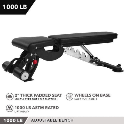MMB 2000 Adjustable Gym Bench - Incline, Decline, Flat Workout Benches