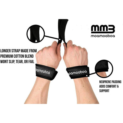 MMB Louka Lifting Wrist Straps - Enhanced Support for Weightlifting, Bodybuilding, Powerlifting, Strength Training, and Deadlifts - Premium Padded Neoprene with 18-inch Cotton Straps