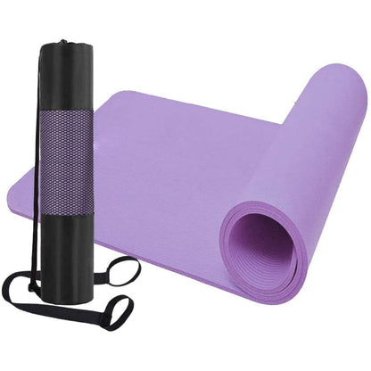 NBR Yoga Mat Non-Slip Workout Mat for Yoga, Pilates and Exercises Extra Wide 183cm x 61cm Thickness 10mm with Carrying Strap