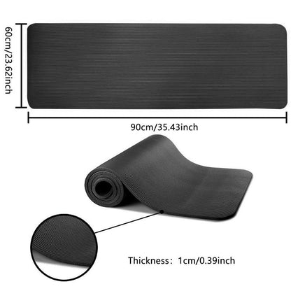 NBR Yoga Mat Non-Slip Workout Mat for Yoga, Pilates and Exercises Extra Wide 183cm x 61cm Thickness 10mm with Carrying Strap