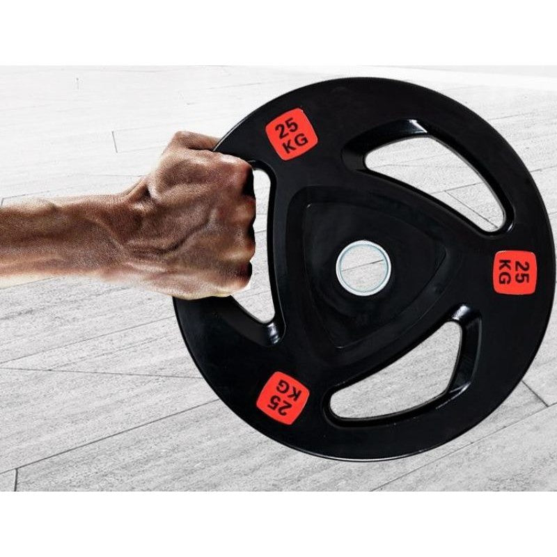 Rubber Coated Olympic Weight Plates Tri Holes Weight
