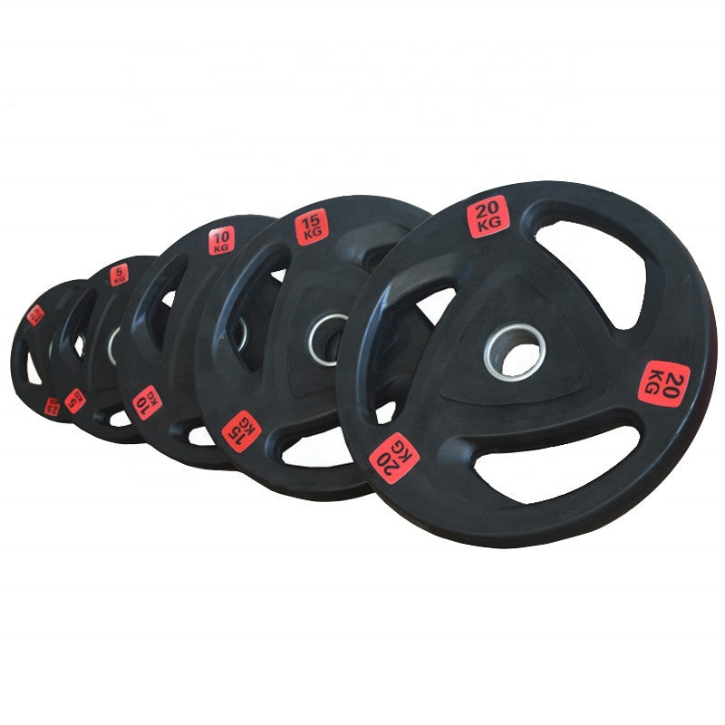 Rubber Coated Olympic Weight Plates Tri Holes Weight
