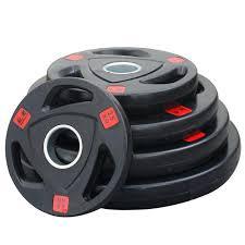 Rubber Coated Olympic Weight Plates Tri Holes Weight