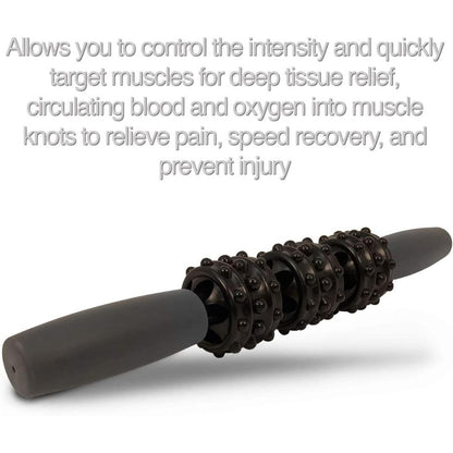 5 in 1 Foam Roller Set Includes Hollow Core Massage Roller with End Caps, Muscle Roller Stick, Stretching Strap, Double Lacrosse Peanut, Spikey Plantar Fasciitis Ball