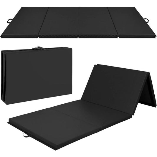 Folding Gym Mat 4-Panel Exercise Gymnastics Aerobics Workout Fitness Floor Mats w/Carrying Handles