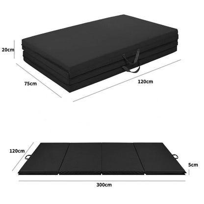 Folding Gym Mat 4-Panel Exercise Gymnastics Aerobics Workout Fitness Floor Mats w/Carrying Handles