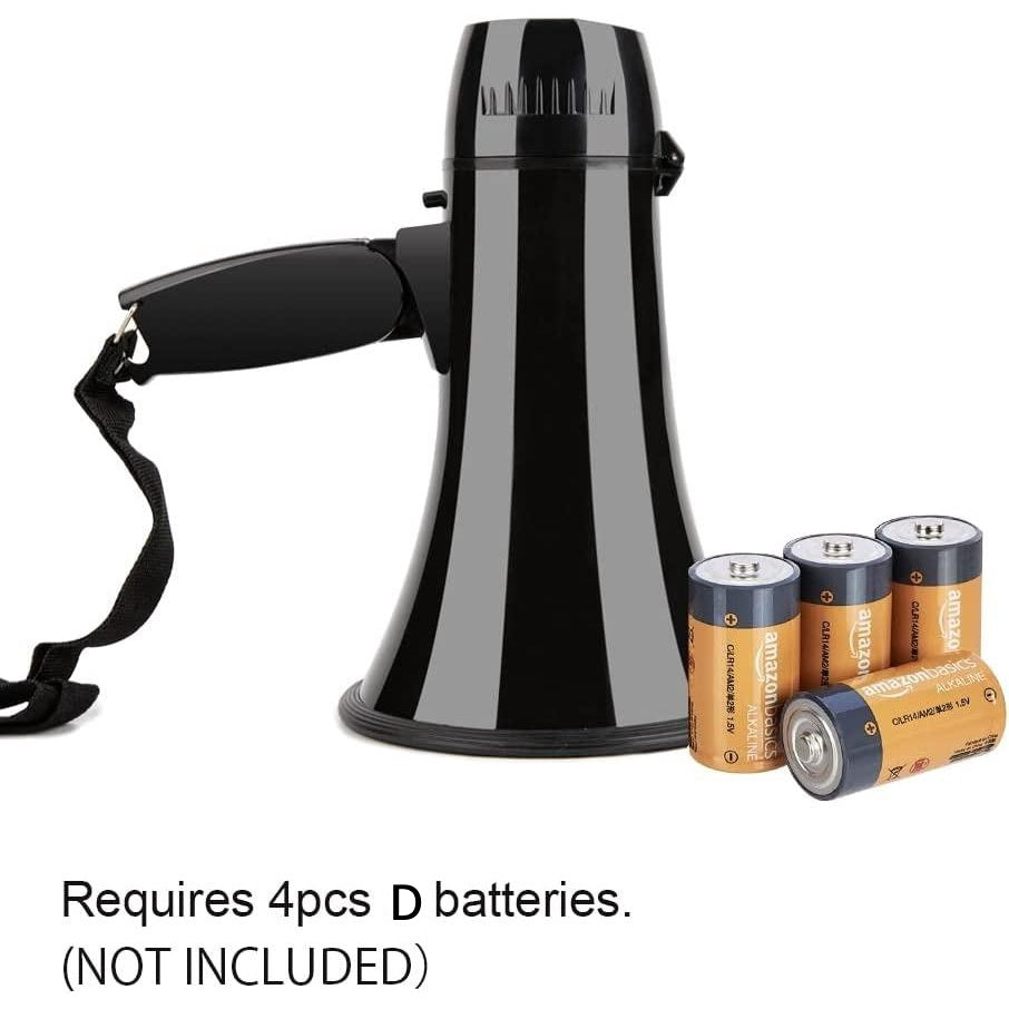 Portable Megaphone Bullhorn 20 Watt Power Megaphone Speaker Voice and Siren/Alarm Modes with Volume Control and Strap (Black) Loudspeaker