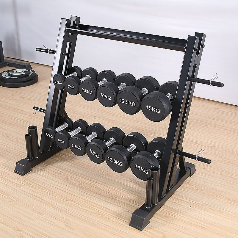3 Tier Multi-Storage Dumbbell Rack Home Gym Fitness Workout Dumbbells Olympic Barbell Rack Crossfit Hexagon Dumbell Rack Rubber Bumper Weight Rack Kettlebell Rack